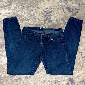 Forever 21 Jeans Size 25 Skinny Dark Blue Stretch Slim Denim Low Rise w/ Rivets